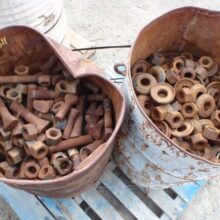 [LOT] 1.25" LINER BOLTS, NUTS, AND DOMEWASHERS FOR 9' X 13' ALLIS CHALMERS MILL