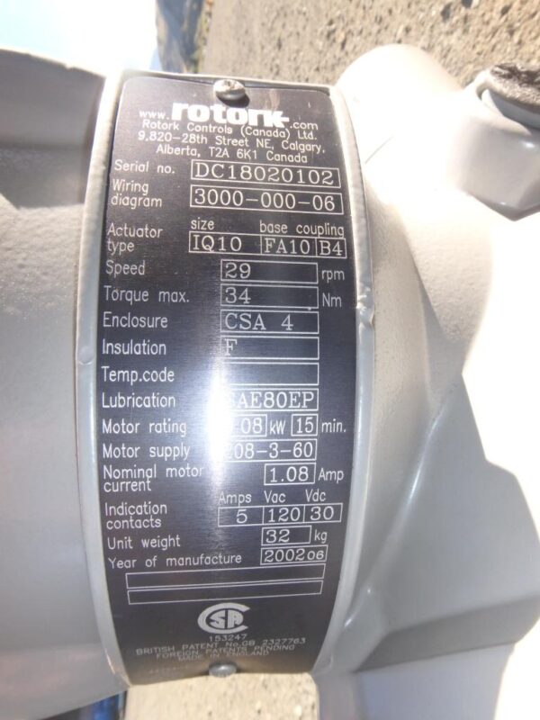 ROTORK IQ10 ELECTRIC VALVE ACTUATORS - Nelson Machinery & Equipment Ltd.