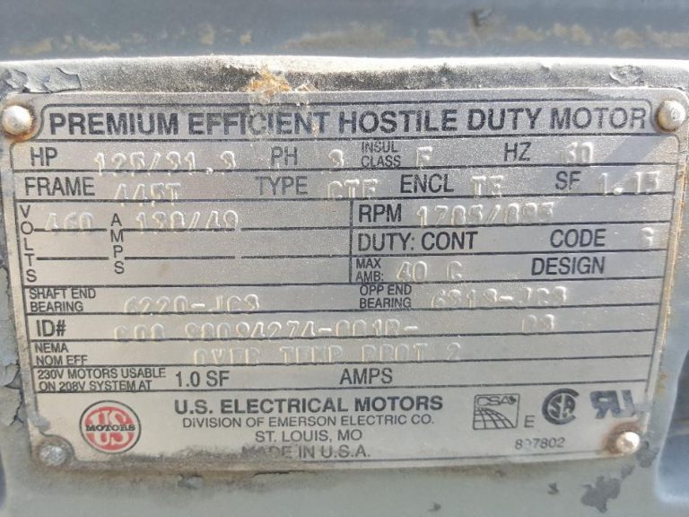 125 HP US MOTORS, 460 VOLT ELECTRIC MOTORS Nelson Machinery & Equipment Ltd.