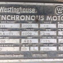 3000 HP Westinghouse Synchronous Motors