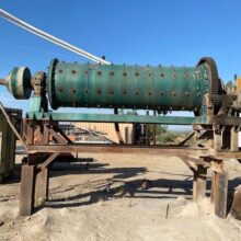 3' x 10.5' Steel Lined Ball Mill mounted on structural support frame