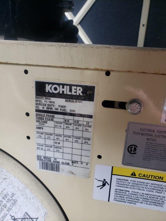 30 KW Kohler Sound Attenuated Genset