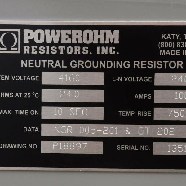 100 Amp Powerohm Grounding Resistors Nelson Machinery